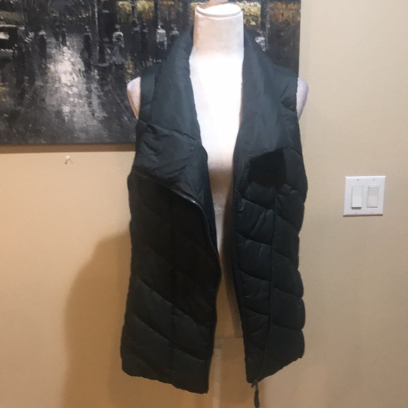 Nicole Miller Original Green Asymmetrical Quilted Vest Snap Closure Pockets-L - Picture 5 of 10
